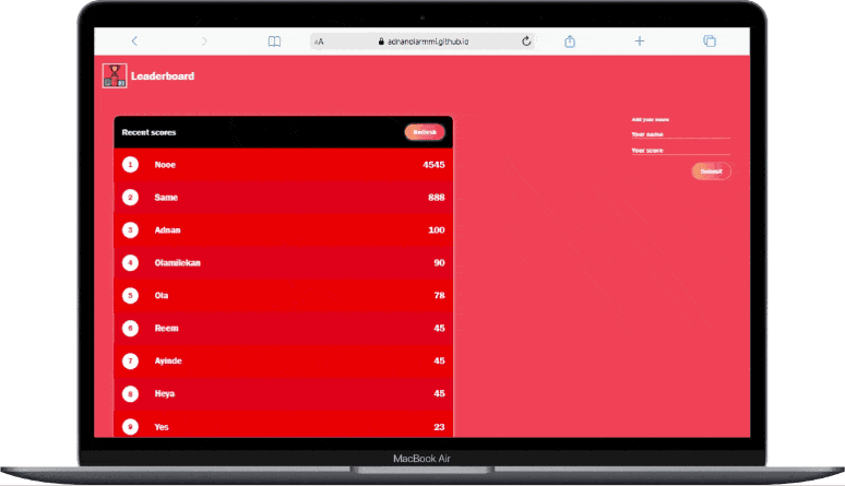 Leaderboard App